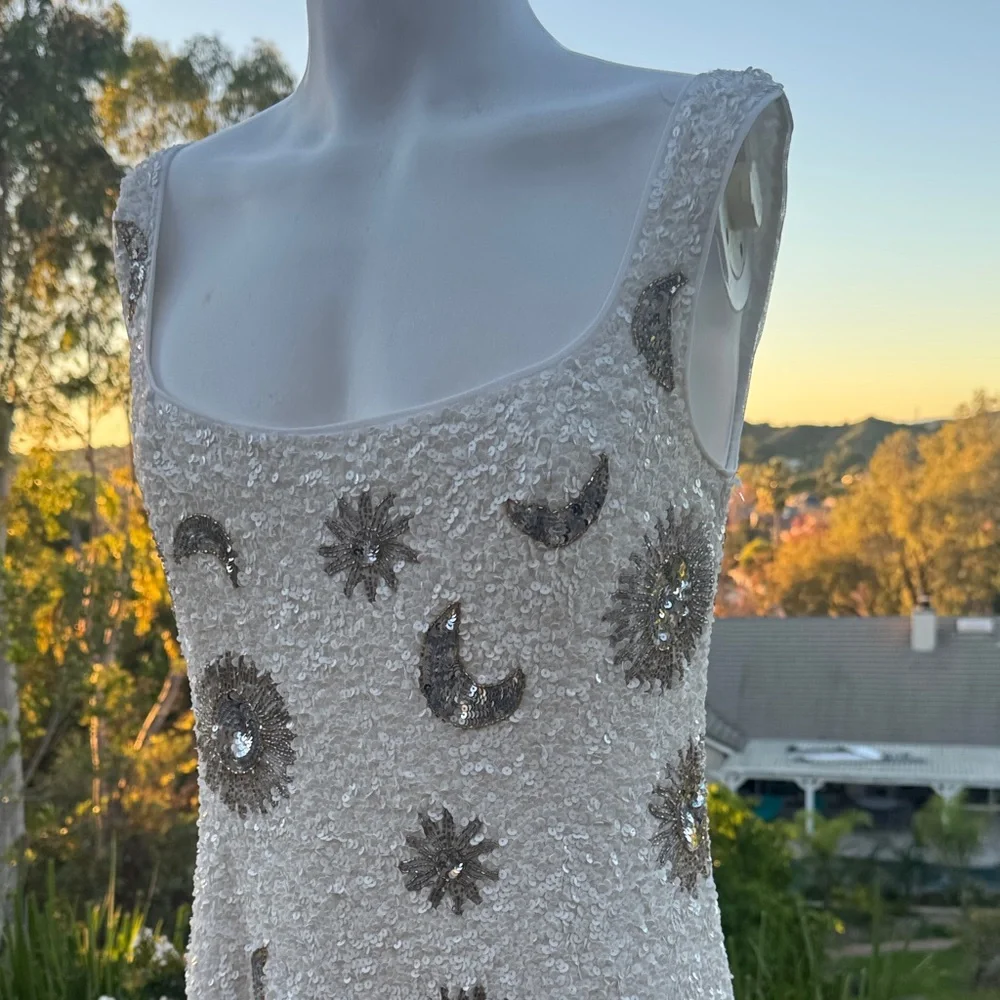 Show Me Your Mumu Let's Go Mini Dress in the White Celestial Sequins - Picture 7 of 11